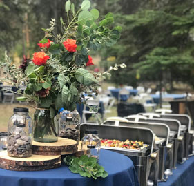 buffet at a wedding by Happy Day Catering